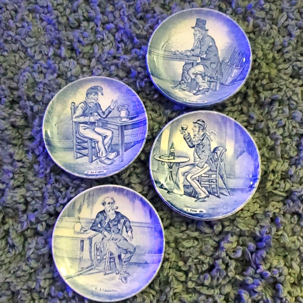Vintage Royal Sphinx Holland Boch Belgium Delfts 4.25" Collectible Plates (4)